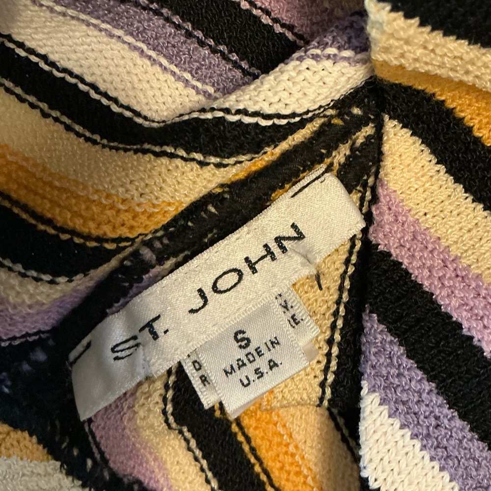 St. John Diagonal Striped V-Neck Tank in Yellow, Lavender and Black - Picture 10 of 10